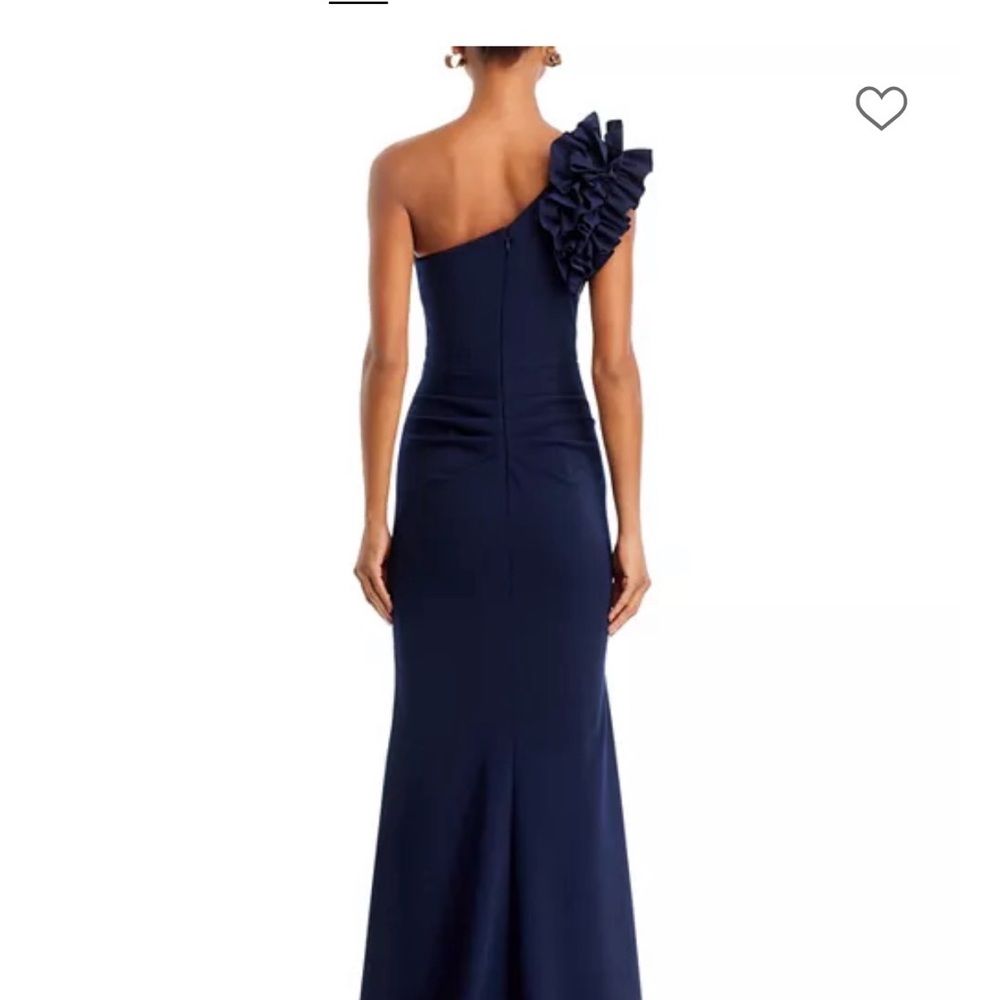 Aqua Navy One-Shoulder Ruffle Dress - Picture 4 of 6
